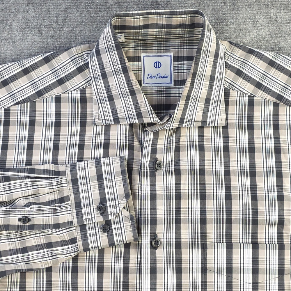 David Donahue Shirt Medium‎ Long Sleeve Button Up Multicolor Plaid Cotton